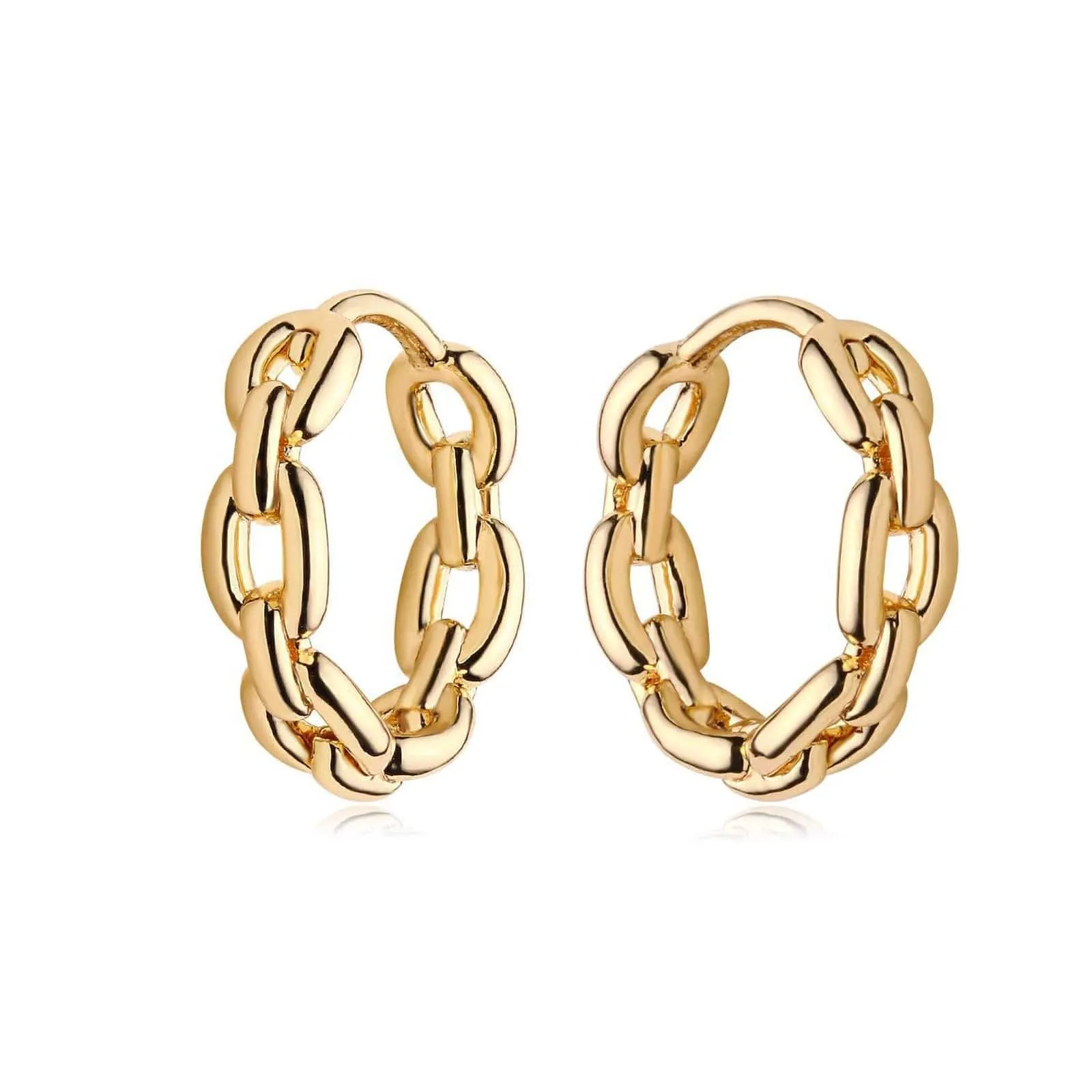 Chain Link Huggie Earrings- Waterproof