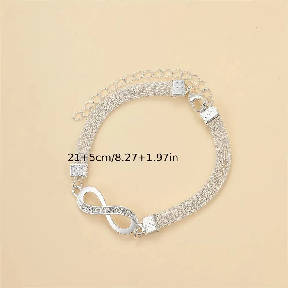 Charm Shiny Infinity 8-character Anklet for Women Silver Color