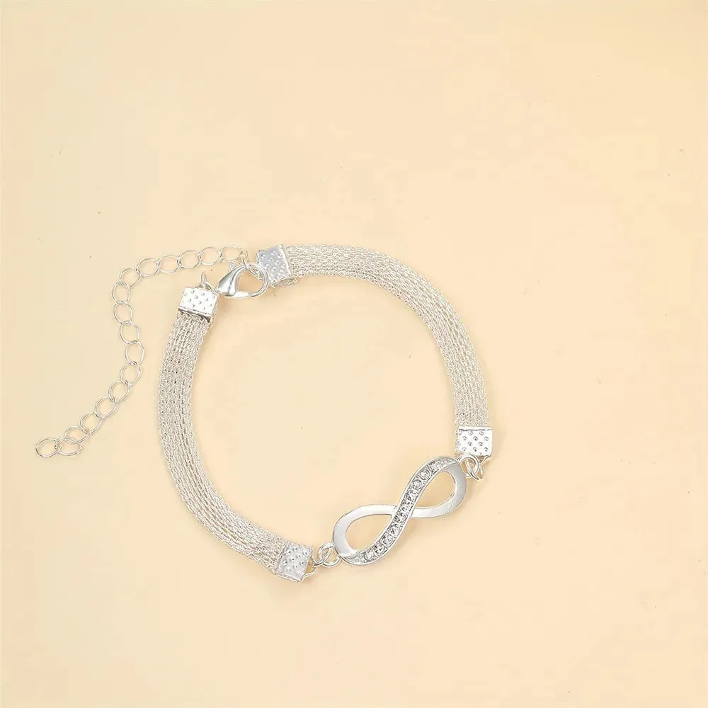 Charm Shiny Infinity 8-character Anklet for Women Silver Color