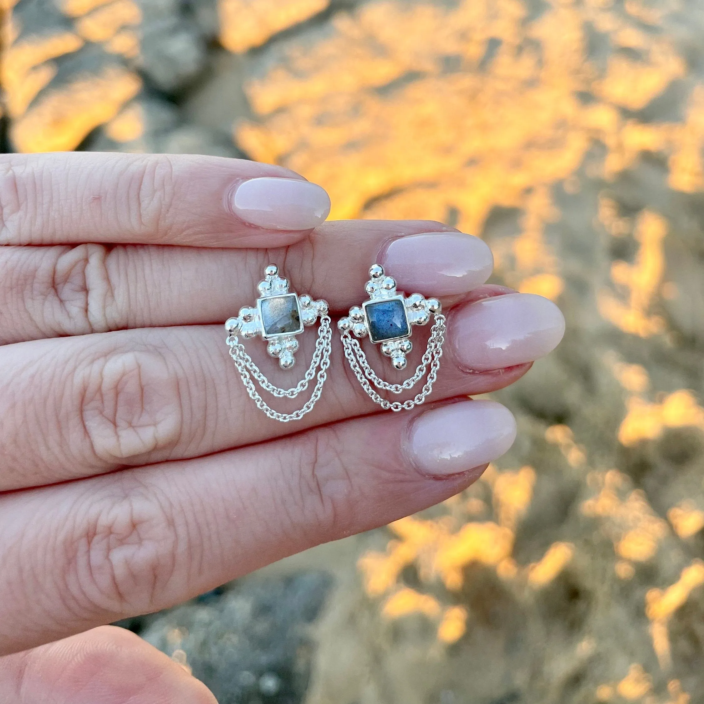 Chloe Labradorite Silver Earrings