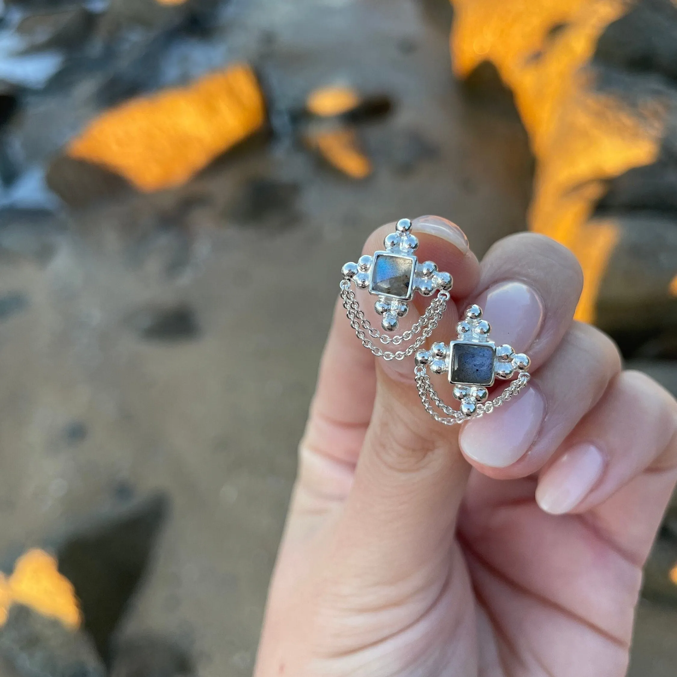 Chloe Labradorite Silver Earrings
