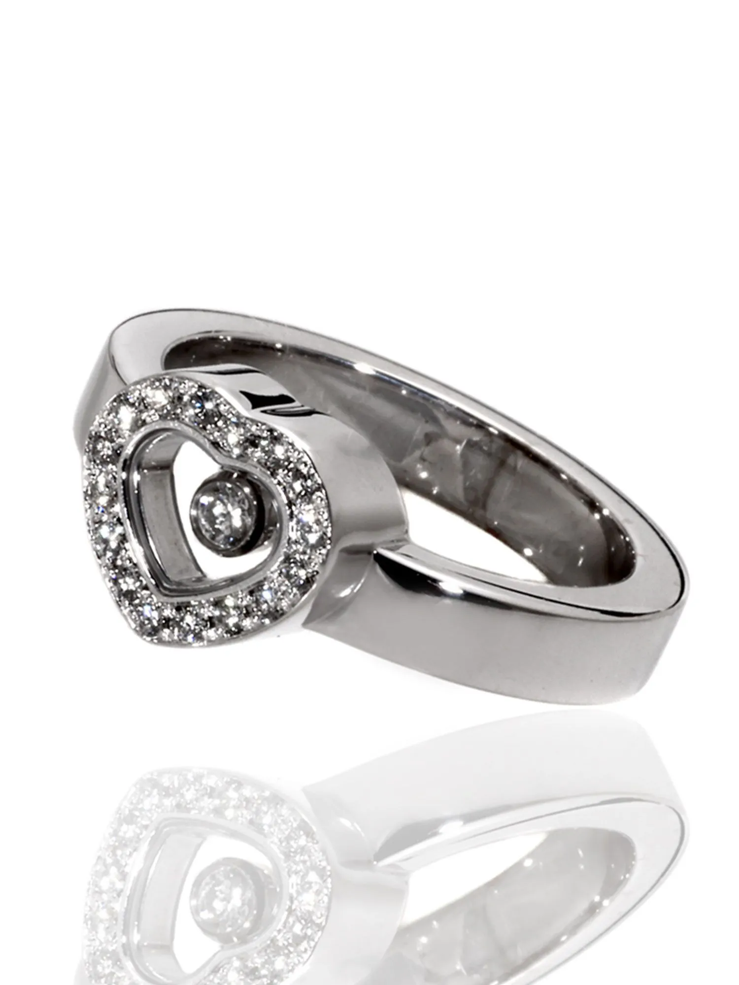 Chopard 18k White Gold Happy Diamond Heart Ring 82/4353-1001