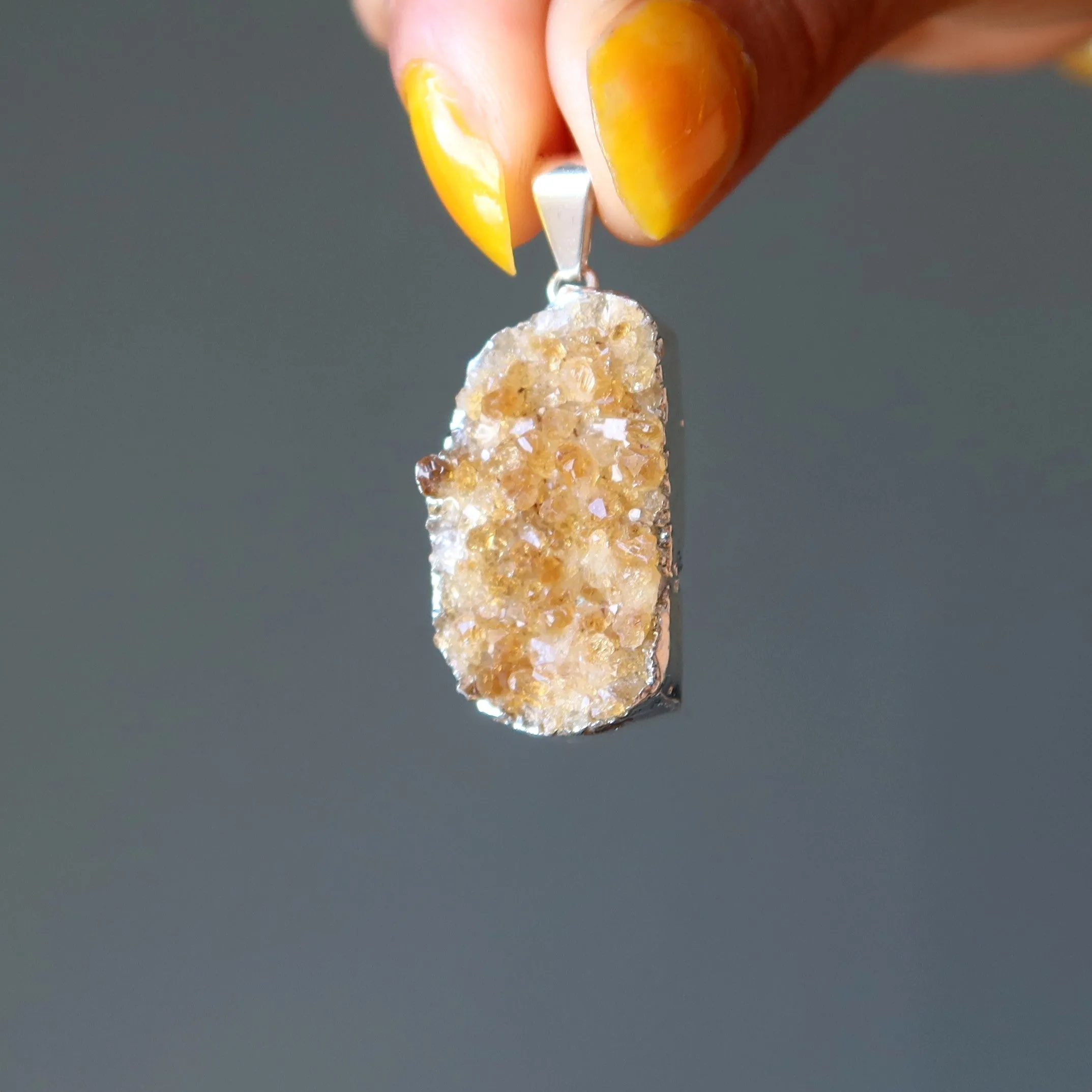 Citrine Pendant Dazzling Rich Abundance Honey Cluster