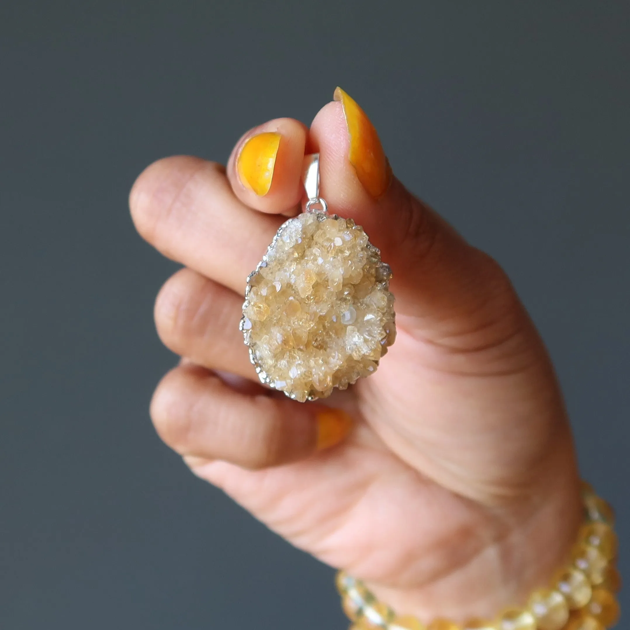 Citrine Pendant Dazzling Rich Abundance Honey Cluster