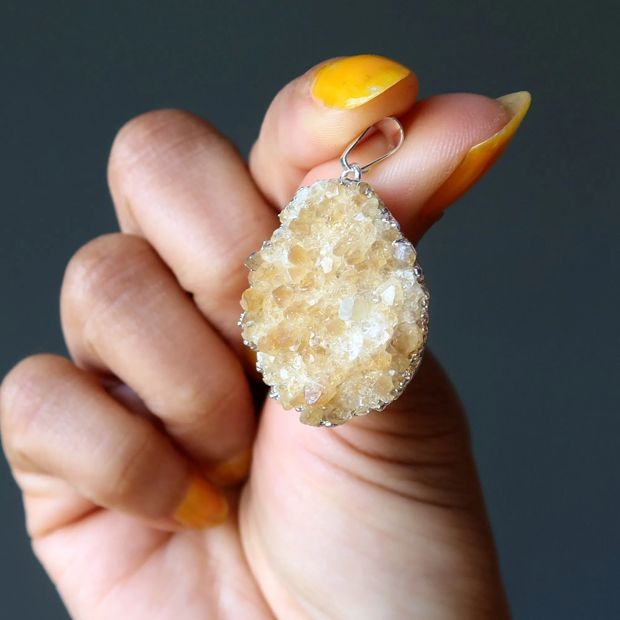 Citrine Pendant Dazzling Rich Abundance Honey Cluster