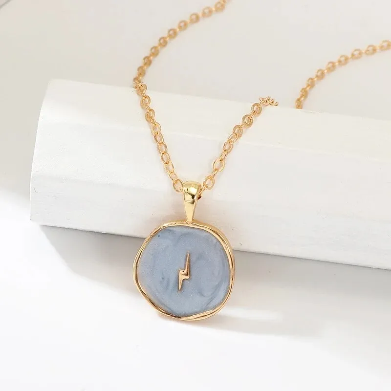 Colorful Moon Star Lightning Pendant Necklaces For Girls Enamel Fashion Jewelry