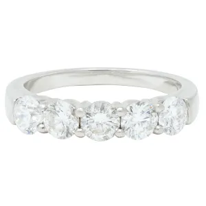 Contemporary 1.25 CTW Diamond Platinum Five Stone Wedding Band Ring