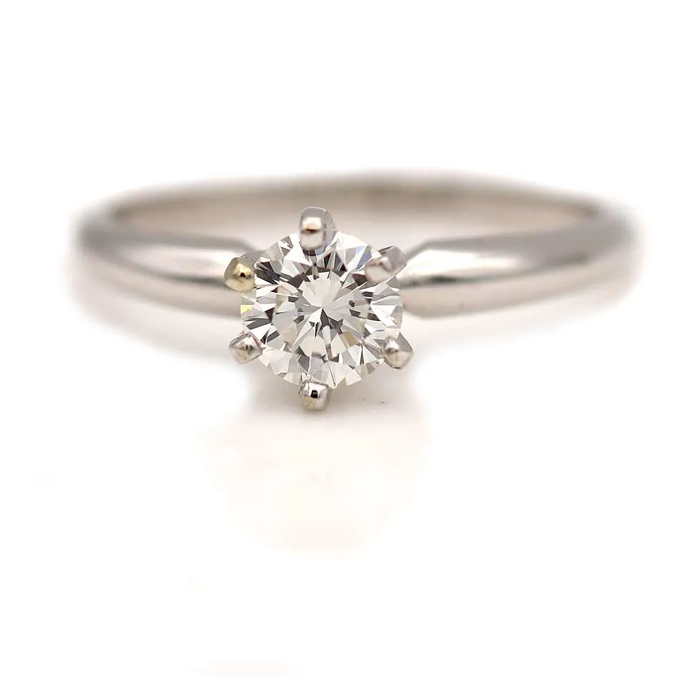 Contemporary .60 CTW Solitaire Round Diamond Vintage Engagement GIA J/SI1