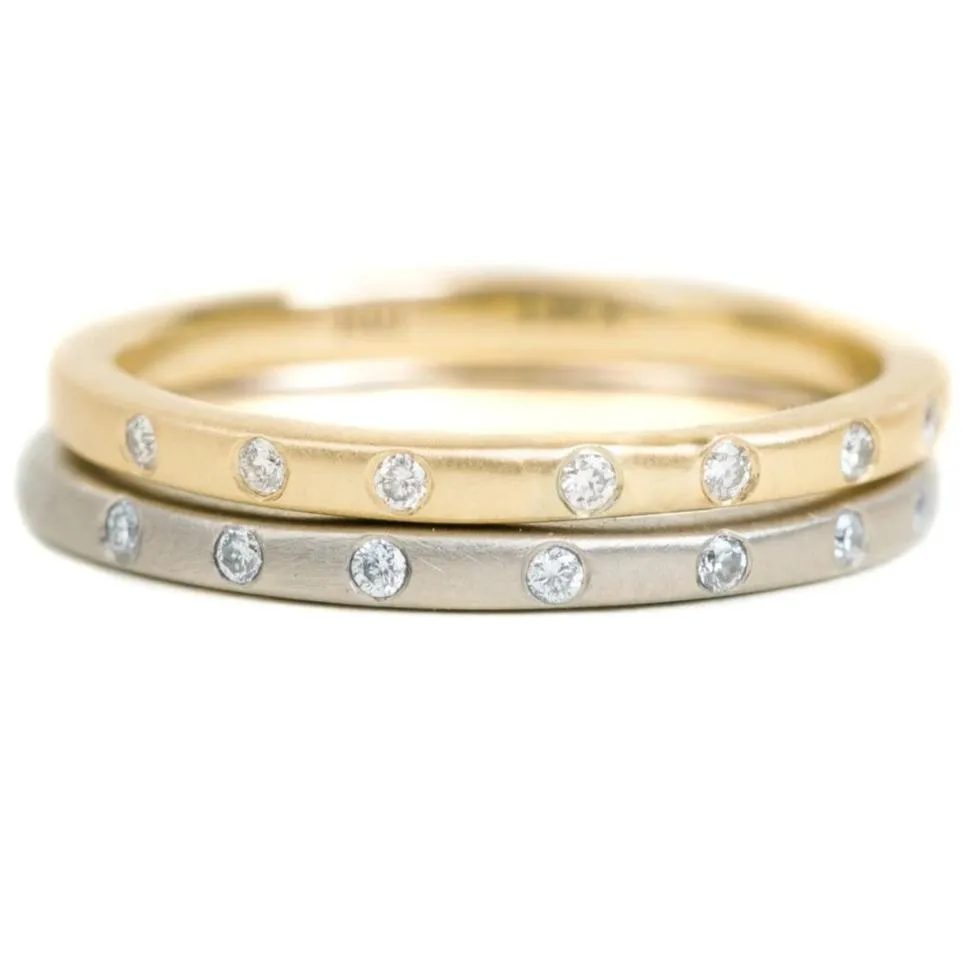 Contemporary Diamond Stacker - 18ky Gold, 14kpw Gold   VS Diamonds