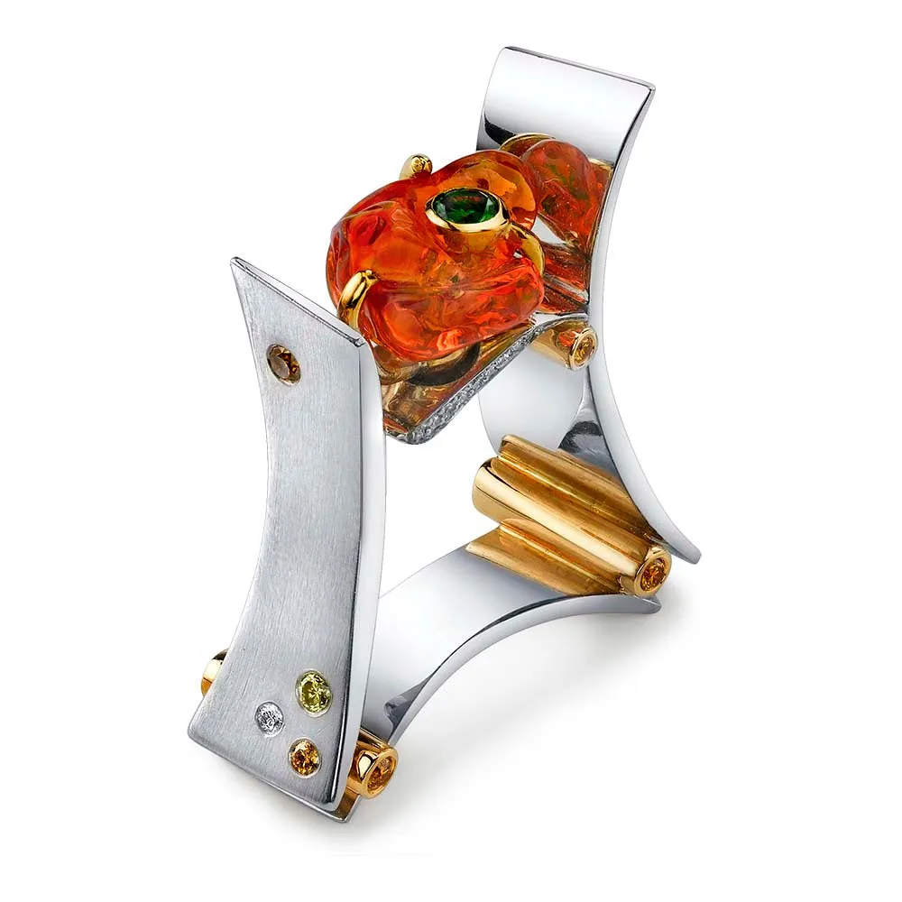 Contemporary Fire Opal Ring