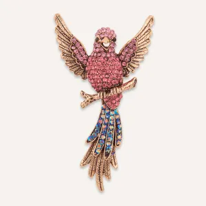 Crystal Hummingbird Pin Brooch In Gold-Tone