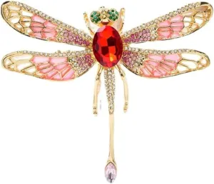 Crystal Vintage Dragonfly Enamel Brooch for Women Insect Brooch Pin Fashion Dress Coat Accessories Cute Jewelry