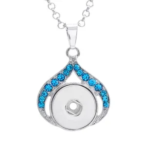 Crystal Water Drop Snap Button Pendant Necklace