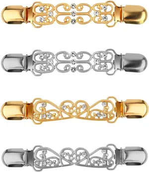 CUBACO 4PCS Cinch Clip Brooches and Pins for Women,Vintage Metal Sweater Clips Dress Clips Shirt Cinch Clip Tighten Clothing Pins