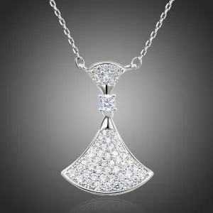 Cubic Zirconia White Gold Pendant Necklace KPN0252