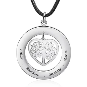 Customized 4 Names Tree of Life Men Necklace