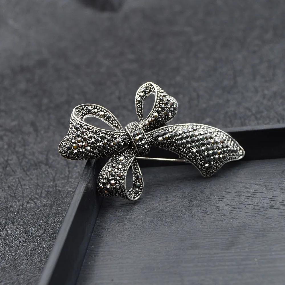 Cute Vintage Rhinestone Bow Brooches for Women