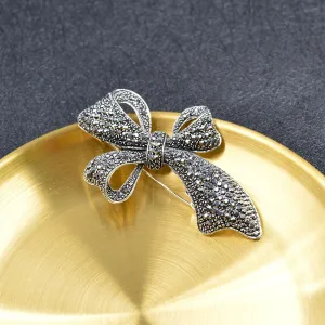 Cute Vintage Rhinestone Bow Brooches for Women