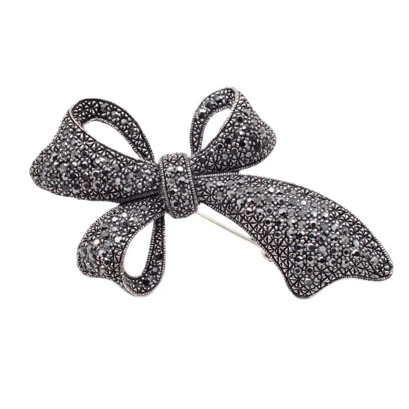Cute Vintage Rhinestone Bow Brooches for Women