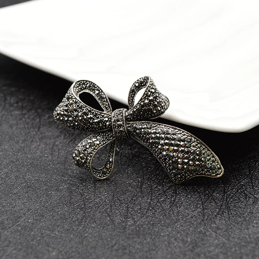 Cute Vintage Rhinestone Bow Brooches for Women