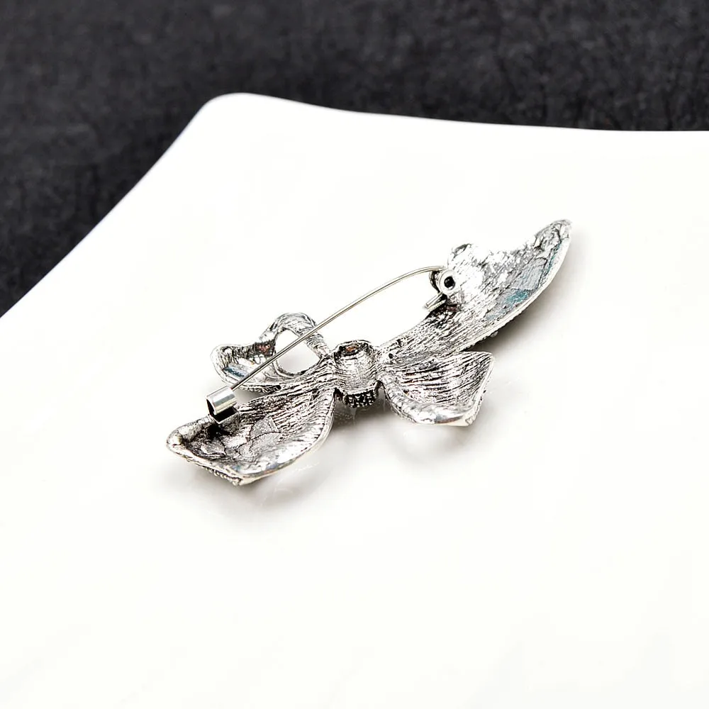 Cute Vintage Rhinestone Bow Brooches for Women