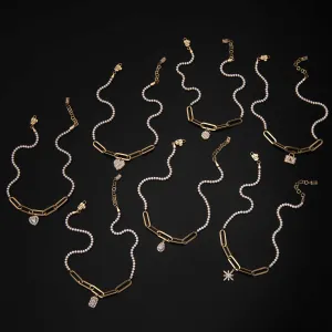 CZ Charm Paperclip Anklet 14K Yellow Gold