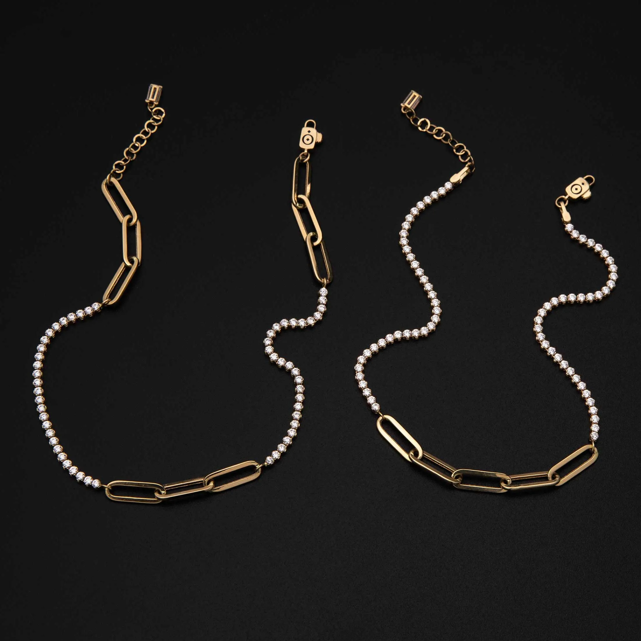 CZ Paperclip Anklet 14K Yellow Gold