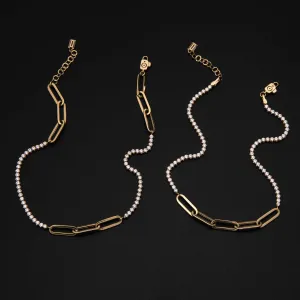CZ Paperclip Anklet 14K Yellow Gold