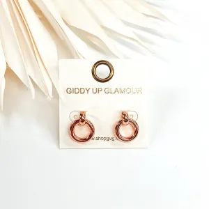 Dainty Drop Circle Earrings in Rose Gold