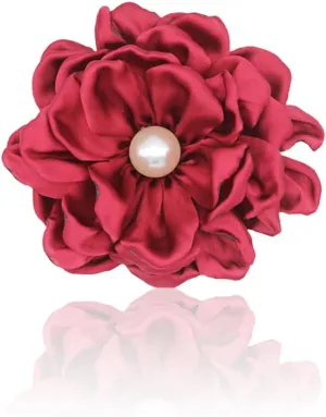 Dainty Silk Satin Rose Flower Extra Large Big Brooches Lapel Pins Delicate Elegant Fabric Flowers Oversized Brooch Pin for Women Wedding Party Banquet Dress Suit Clothes Accessories Jewelry