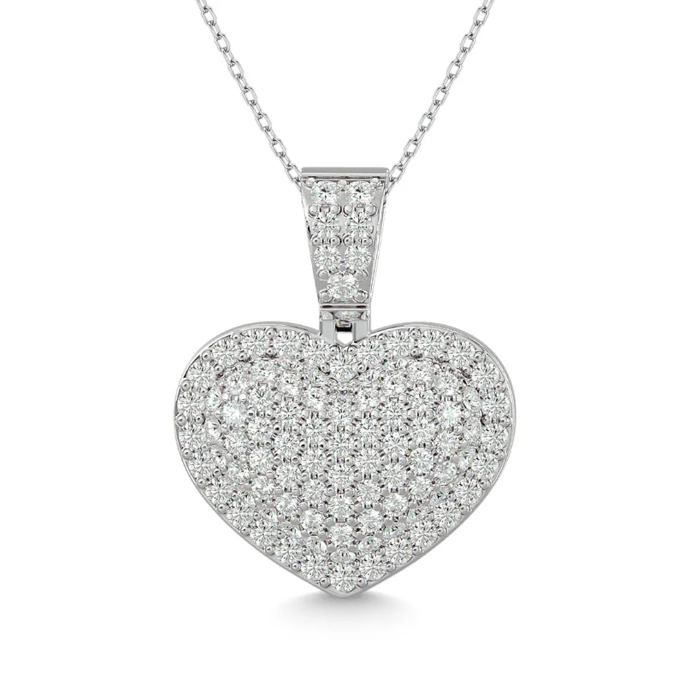 Diamond 1 1/2 ct tw Heart Pendant in 10K White Gold
