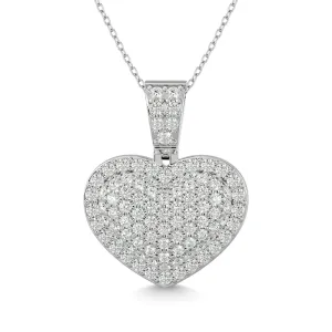 Diamond 1 1/2 ct tw Heart Pendant in 10K White Gold