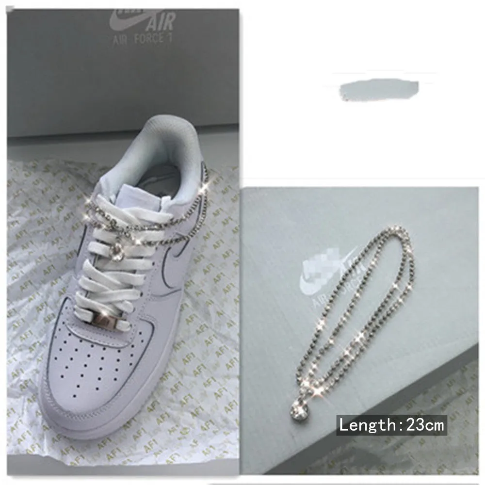 DIY Shiny Rhinestone Long Tassel Sneakers Boot Shoe Chain Shoelaces