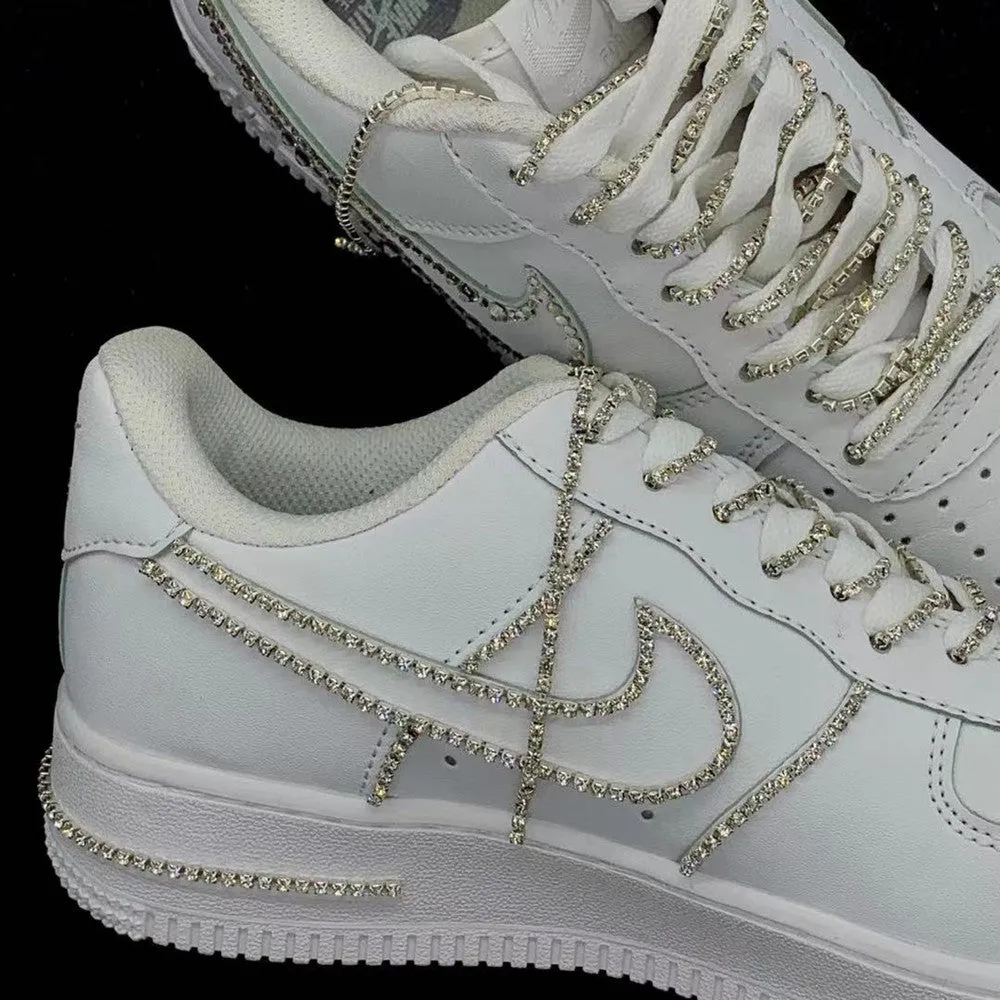 DIY Shiny Rhinestone Long Tassel Sneakers Boot Shoe Chain Shoelaces
