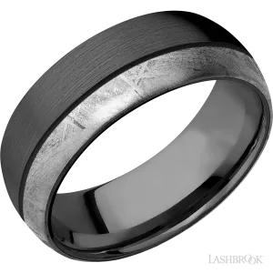 Domed Zirconium with Satin Finish and Meteorite Inlay - 8MM