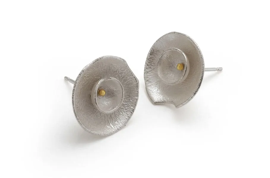 Double Daisy Stud Earrings in sterling silver and 18ct gold
