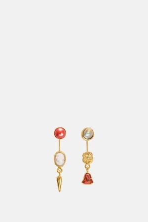 Double Detachable with Victorian Drop Cameo & Flower Earrings