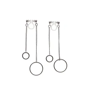 Double sided hoop invisible clip on earrings ( Silver tone )