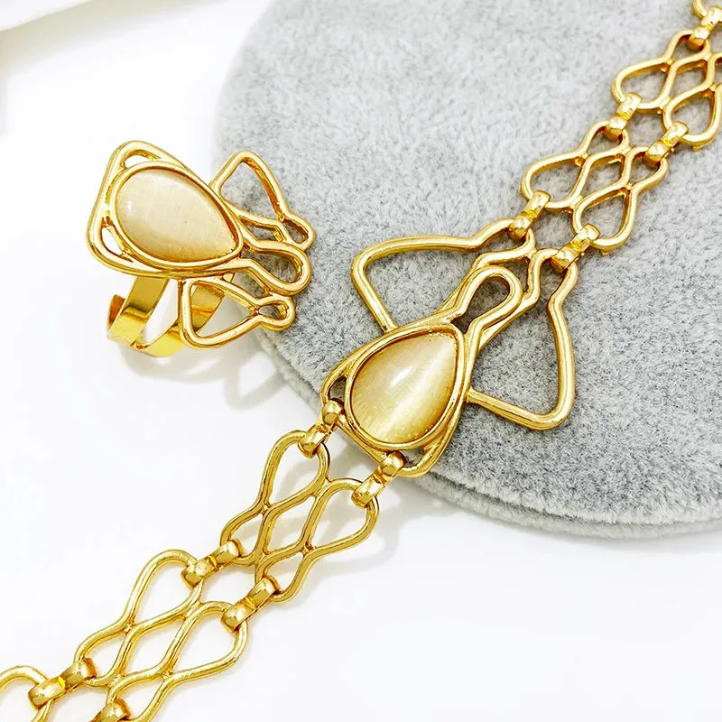 Dubai Colorful Opal Jewelry Set Luxury Gorgeous  Women Necklaces European Jewelry Sets