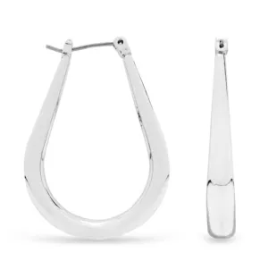 Ear Sense Earring F410 Silver Tube Teardrop Click Hoop