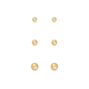 Ear Sense Earring FC291 Gold Ball Stud Trio