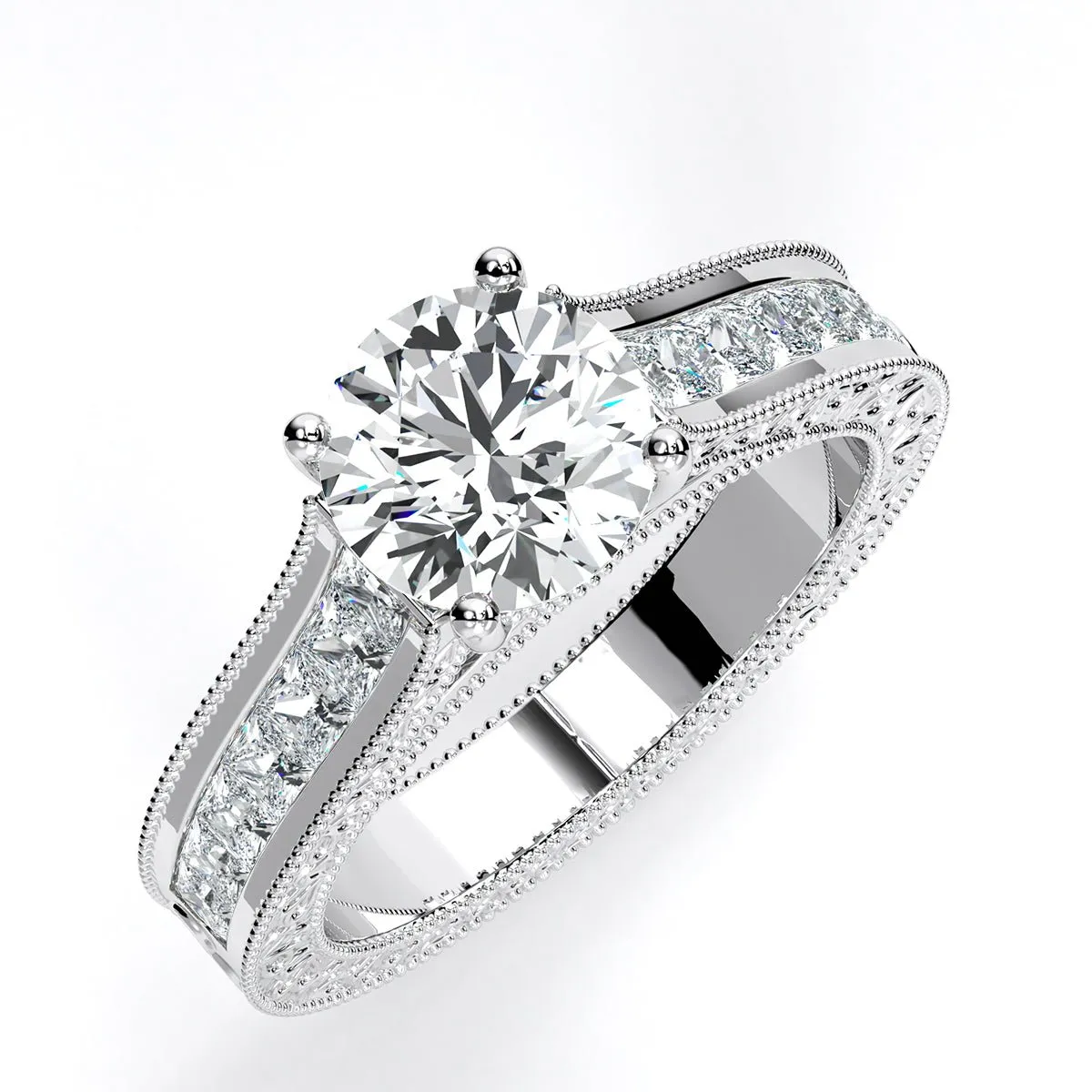 Edelweiss - Round Moissanite Engagement Ring