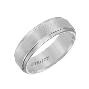 EDWIN Raised Brush Finished Center Tungsten Carbide Comfort Fit Band with Polished Step Edges by Triton Rings - 7 mm