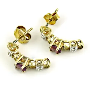 Elegant Garnet Cubic Zirconia Gemstone Silver Gold Plated Earrings - Shop Now