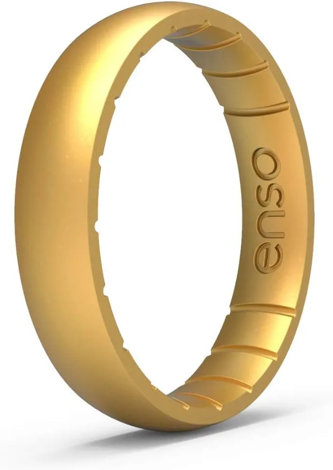 Enso Rings Thin Elements Silicone Ring Infused with Precious Elements  Stackable Wedding Engagement Band  4.3mm Wide, 1.75mm Thick