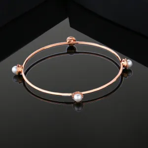 Estele Rose Gold Plated Stylish Bracelet with Pearl for Women