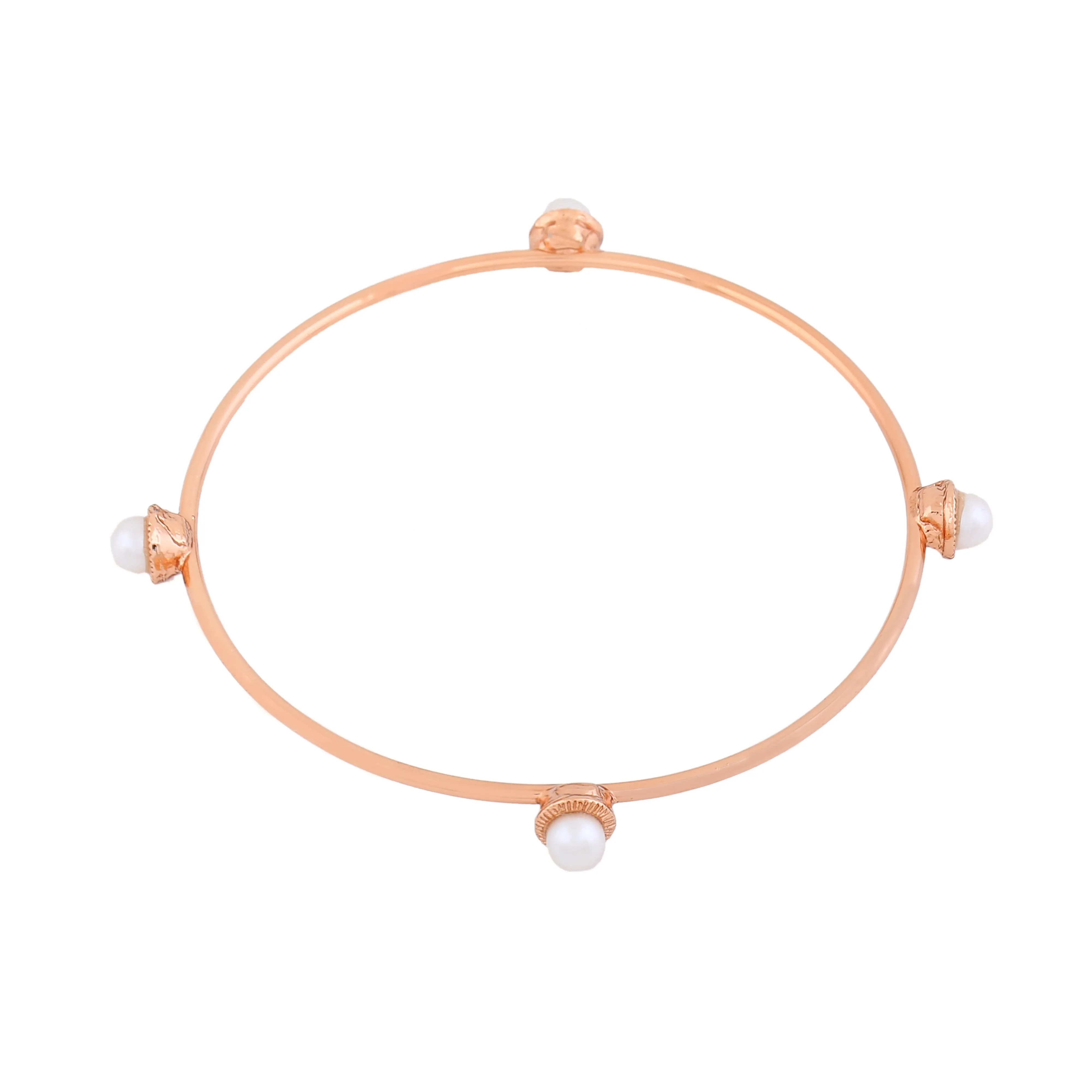 Estele Rose Gold Plated Stylish Bracelet with Pearl for Women