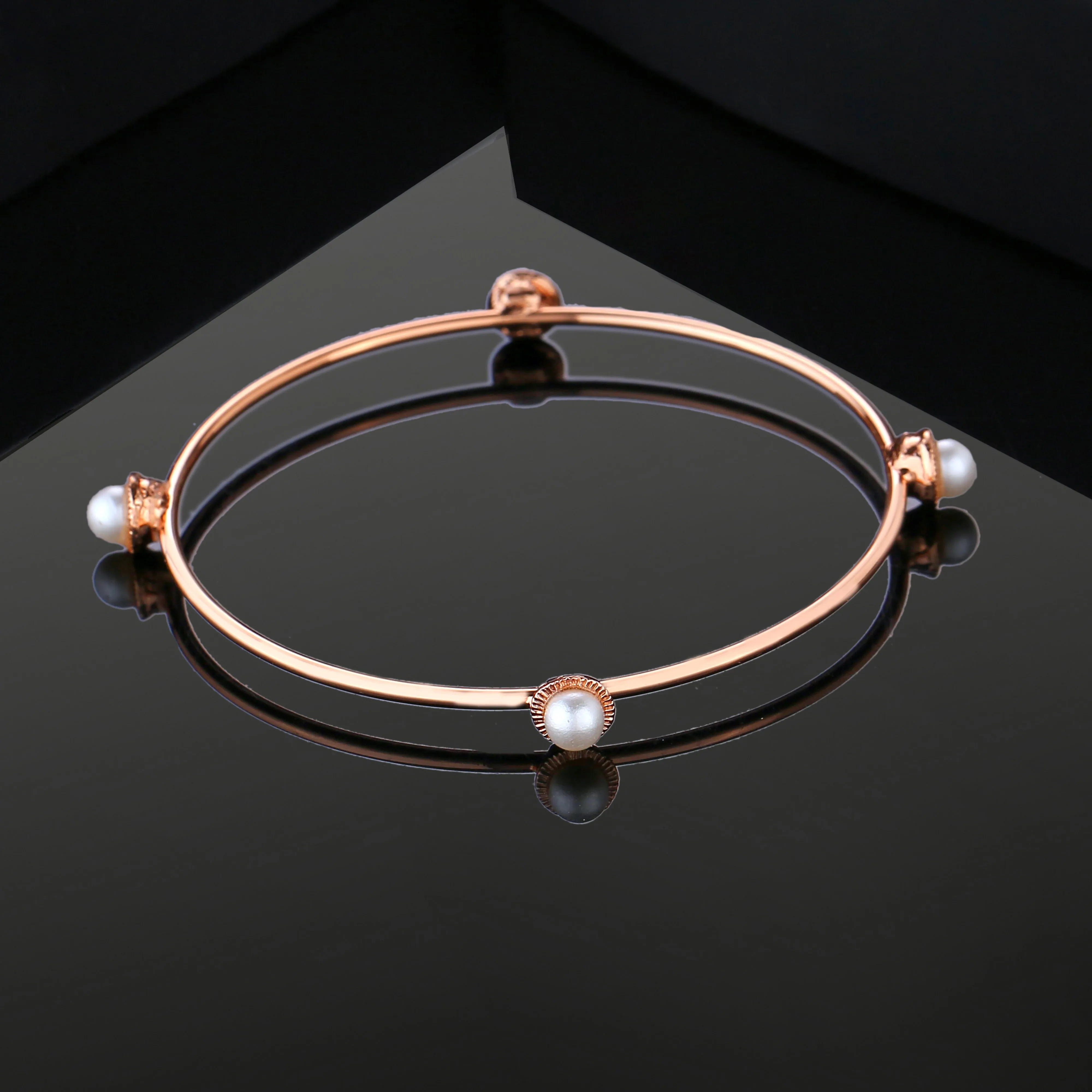 Estele Rose Gold Plated Stylish Bracelet with Pearl for Women