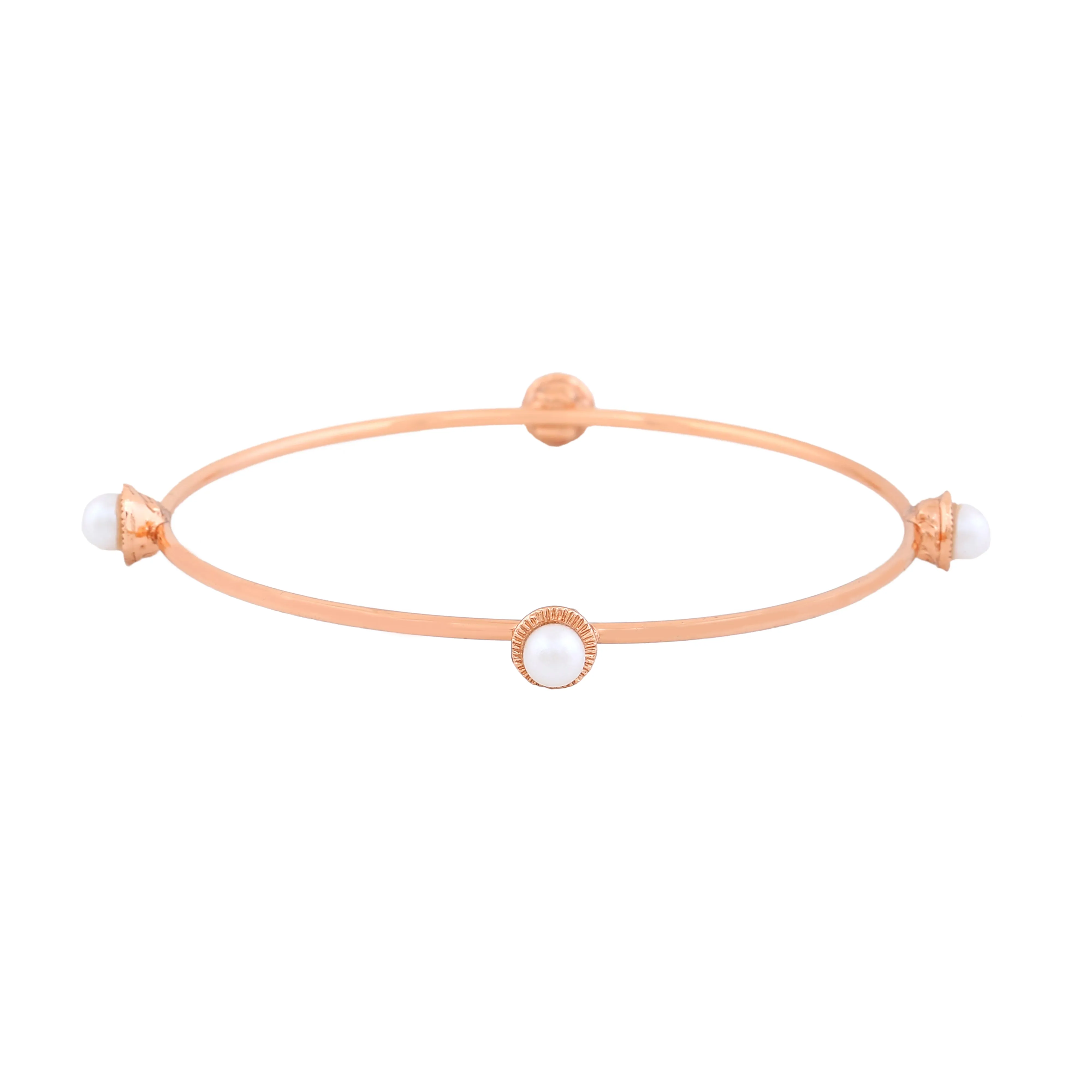 Estele Rose Gold Plated Stylish Bracelet with Pearl for Women