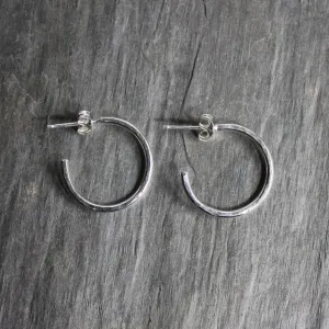 Extra Small Sterling Silver 3/4" Hammered Hoop Earrings